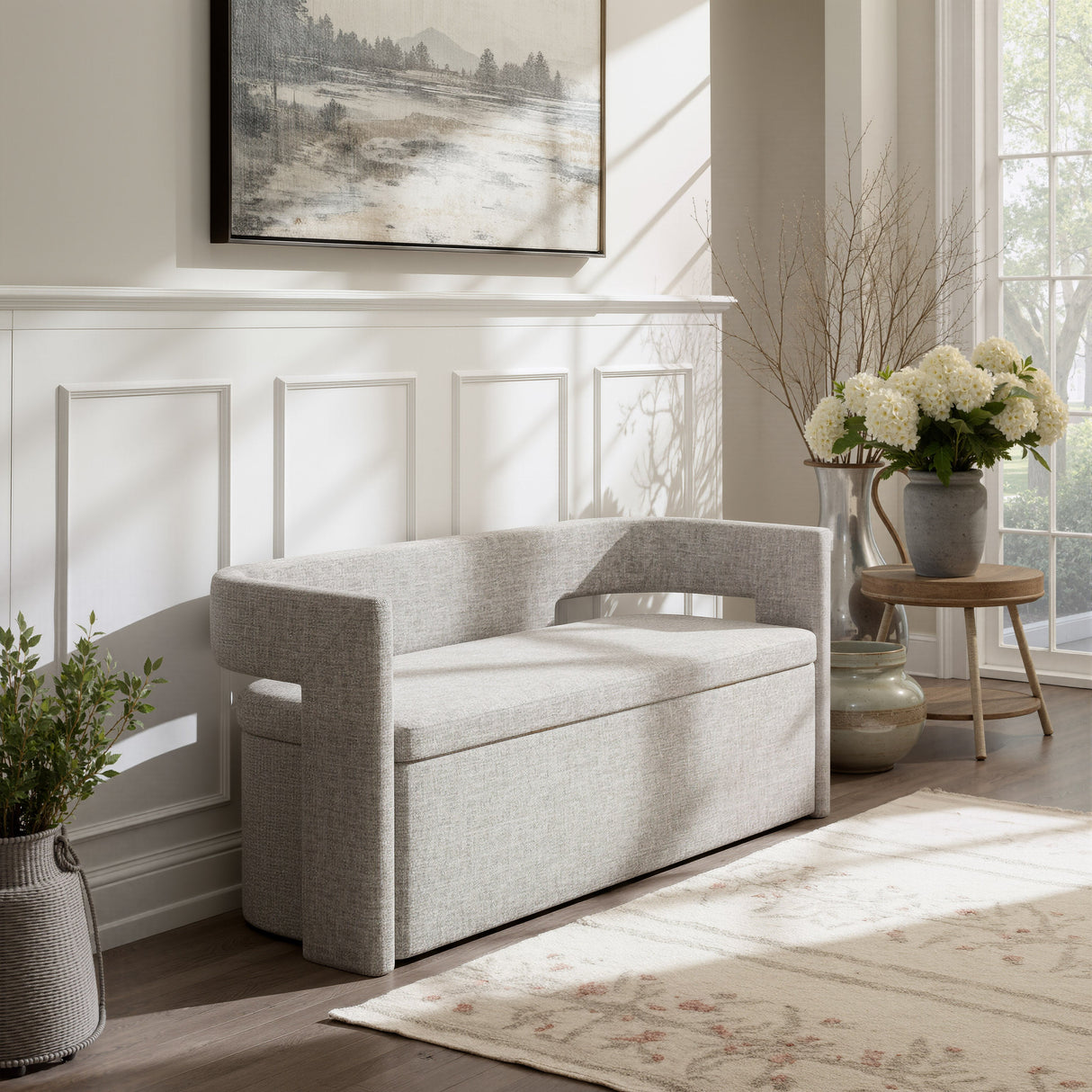 Papua Gray Storage Bench by Zuomod at Eve Furniture