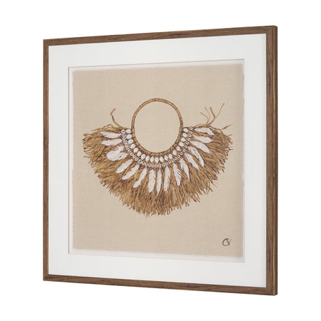 Papua Necklace II by Mercana Studio Hand-Embellished Textured Framed Artwork Matted under Glass by Mercana at Eve Furniture