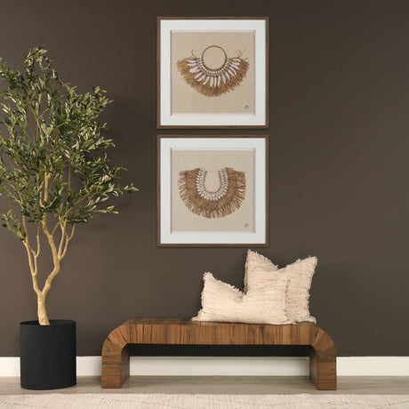 Papua Necklace II by Mercana Studio Hand-Embellished Textured Framed Artwork Matted under Glass by Mercana at Eve Furniture