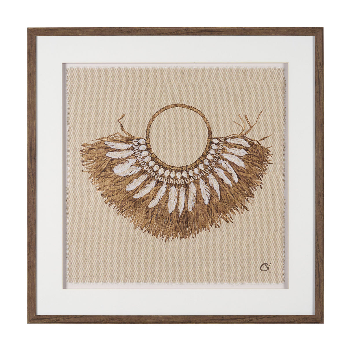 Papua Necklace II by Mercana Studio Hand-Embellished Textured Framed Artwork Matted under Glass by Mercana at Eve Furniture