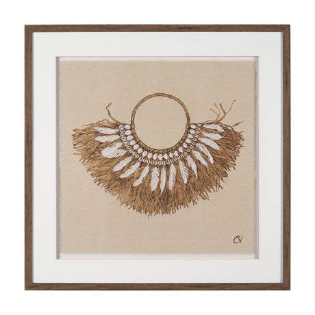 Papua Necklace II by Mercana Studio Hand-Embellished Textured Framed Artwork Matted under Glass by Mercana at Eve Furniture