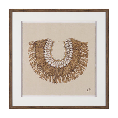 Papua Necklace III by Mercana Studio Hand-Embellished Textured Framed Artwork Matted under Glass by Mercana at Eve Furniture
