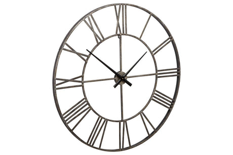Paquita Antique Silver Wall Clock by Ashley at Eve Furniture