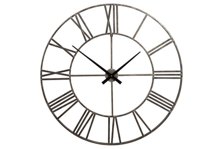 Paquita Antique Silver Wall Clock by Ashley at Eve Furniture