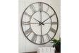 Paquita Antique Silver Wall Clock by Ashley at Eve Furniture