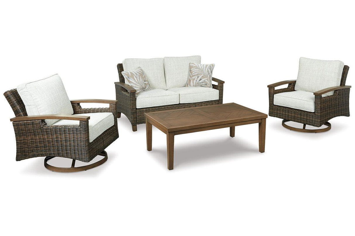 Paradise Trail Medium Brown Loveseat with Cushion by Ashley at Eve Furniture