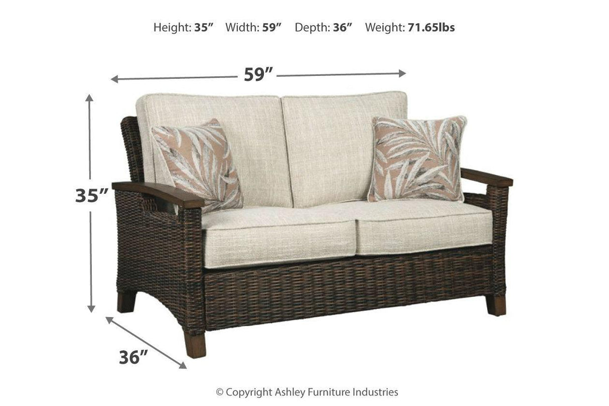 Paradise Trail Medium Brown Loveseat with Cushion by Ashley at Eve Furniture
