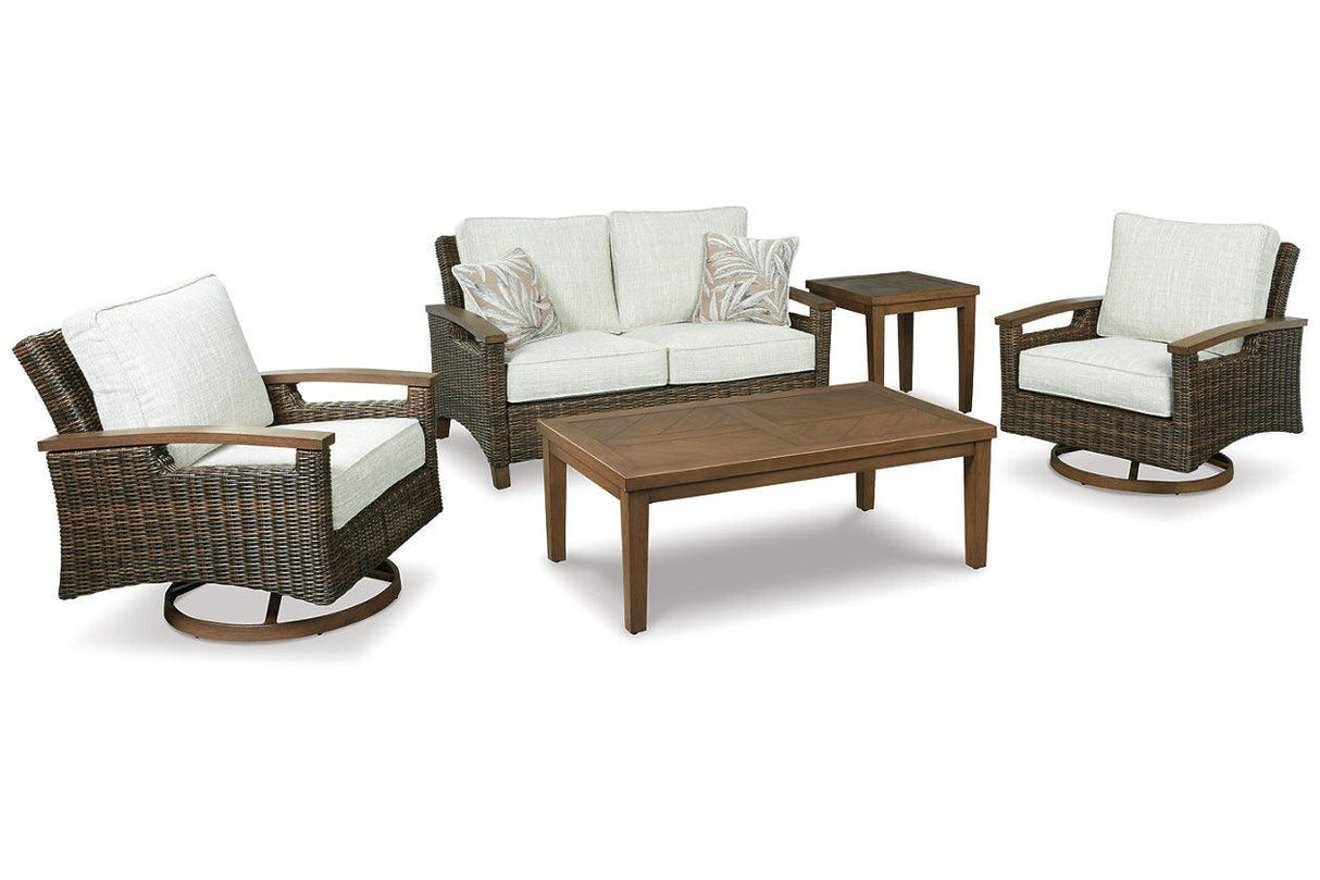 Paradise Trail Medium Brown Loveseat with Cushion by Ashley at Eve Furniture