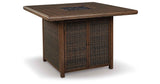 Paradise Trail Medium Brown Outdoor Bar Fire Pit Table with 6 Barstools by Ashley at Eve Furniture