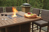 Paradise Trail Medium Brown Outdoor Counter Height Dining Table with 6 Barstools by Ashley at Eve Furniture
