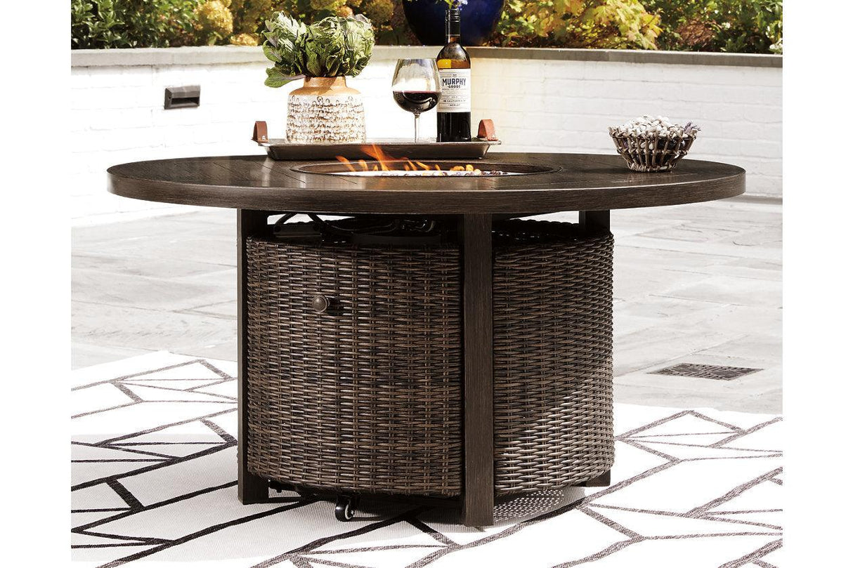 Paradise Trail Medium Brown Outdoor Fire Pit Table by Ashley at Eve Furniture