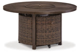 Paradise Trail Medium Brown Outdoor Fire Pit Table by Ashley at Eve Furniture