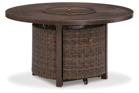 Paradise Trail Medium Brown Outdoor Fire Pit Table by Ashley at Eve Furniture