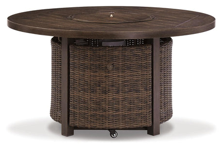 Paradise Trail Medium Brown Outdoor Fire Pit Table by Ashley at Eve Furniture