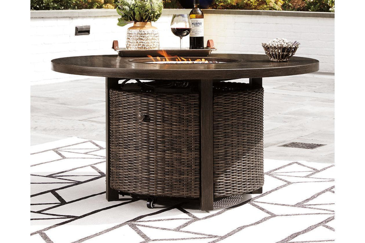Paradise Trail Medium Brown Outdoor Fire Pit Table by Ashley at Eve Furniture
