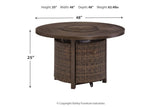 Paradise Trail Medium Brown Outdoor Fire Pit Table with 4 Lounge Chairs by Ashley at Eve Furniture