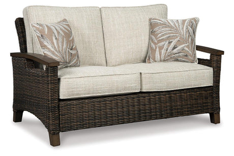 Paradise Trail Medium Brown Loveseat with Cushion by Ashley at Eve Furniture