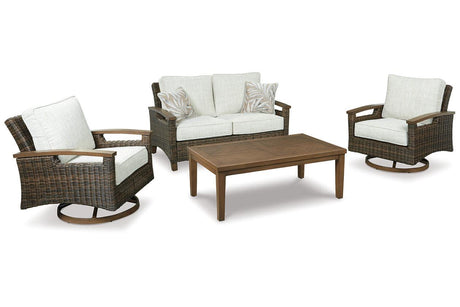 Paradise Trail Medium Brown Loveseat with Cushion by Ashley at Eve Furniture