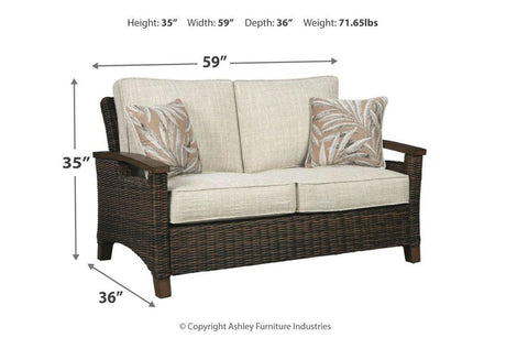 Paradise Trail Medium Brown Loveseat with Cushion by Ashley at Eve Furniture