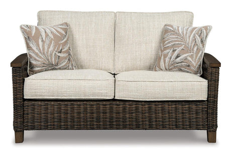Paradise Trail Medium Brown Loveseat with Cushion by Ashley at Eve Furniture