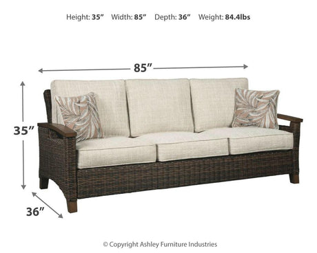 Paradise Trail Medium Brown Sofa with Cushion by Ashley at Eve Furniture