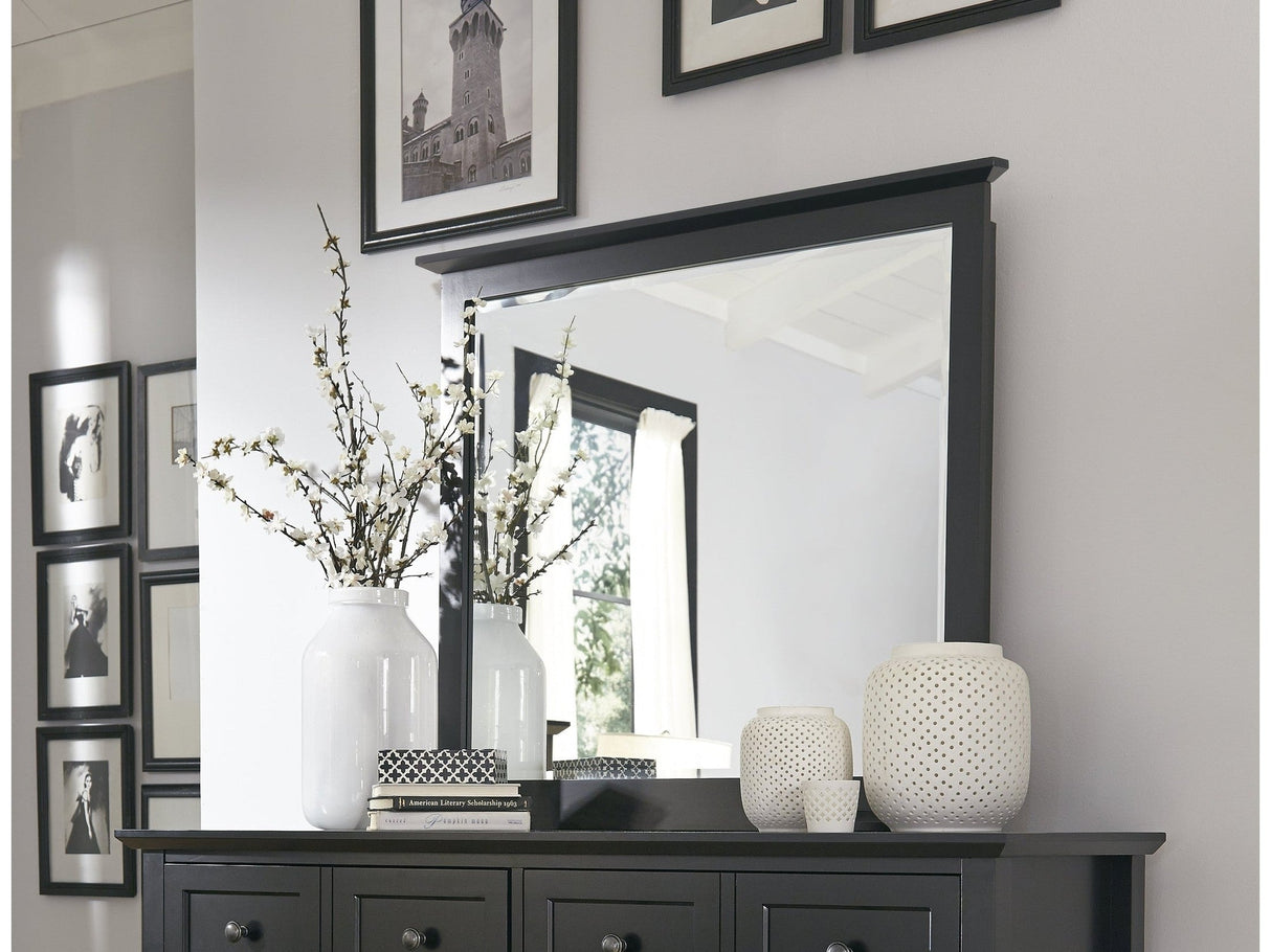 Paragon Beveled Glass Mirror in Black by Modus Furniture at Eve Furniture