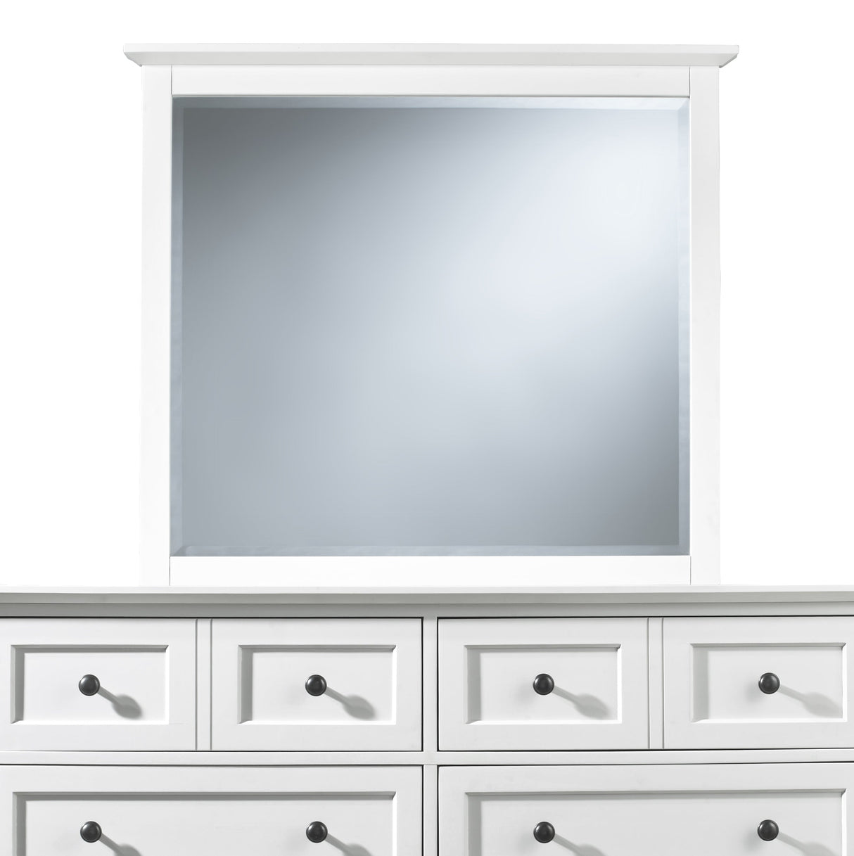 Paragon Beveled Glass Mirror in White by Modus Furniture at Eve Furniture