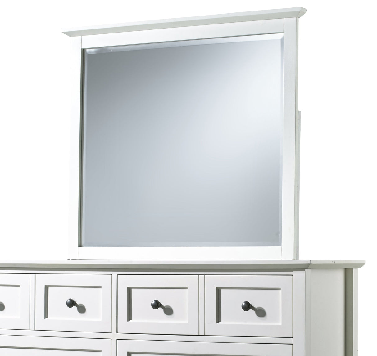Paragon Beveled Glass Mirror in White by Modus Furniture at Eve Furniture
