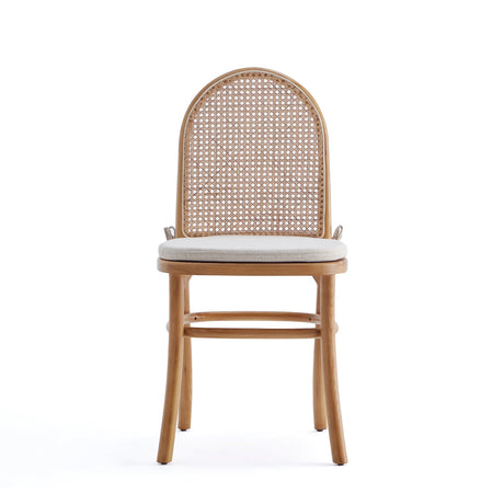 Paragon Dining Chair 1.0 with Cream Cushions in Nature and Cane (set of 2) by Manhattan Comfort at Eve Furniture