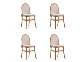 Paragon Dining Chair 1.0 with Cream Cushions in Nature and Cane (set of 4) by Manhattan Comfort at Eve Furniture