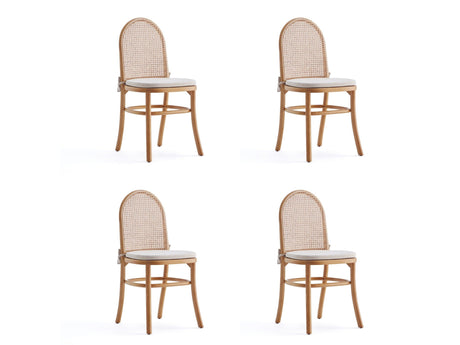 Paragon Dining Chair 1.0 with Cream Cushions in Nature and Cane (set of 4) by Manhattan Comfort at Eve Furniture