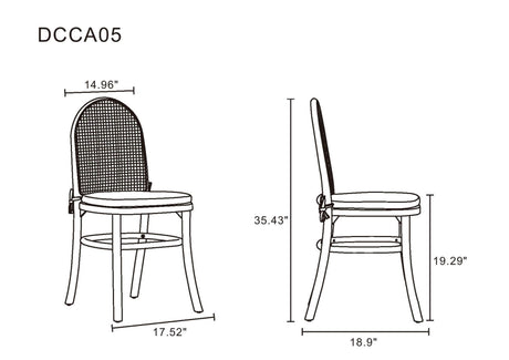 Paragon Dining Chair 1.0 with Grey Cushions in Black and Cane (set of 2) by Manhattan Comfort at Eve Furniture
