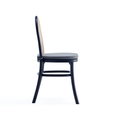 Paragon Dining Chair 1.0 with Grey Cushions in Black and Cane (set of 2) by Manhattan Comfort at Eve Furniture