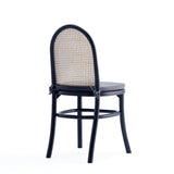Paragon Dining Chair 1.0 with Grey Cushions in Black and Cane (set of 2) by Manhattan Comfort at Eve Furniture