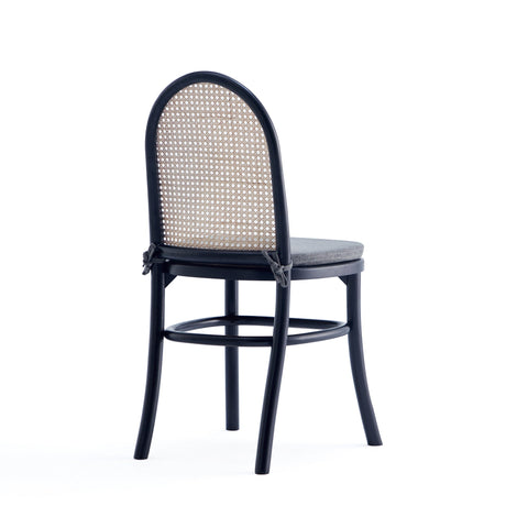 Paragon Dining Chair 1.0 with Grey Cushions in Black and Cane (set of 2) by Manhattan Comfort at Eve Furniture