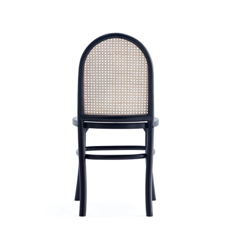 Paragon Dining Chair 1.0 with Grey Cushions in Black and Cane (set of 2) by Manhattan Comfort at Eve Furniture