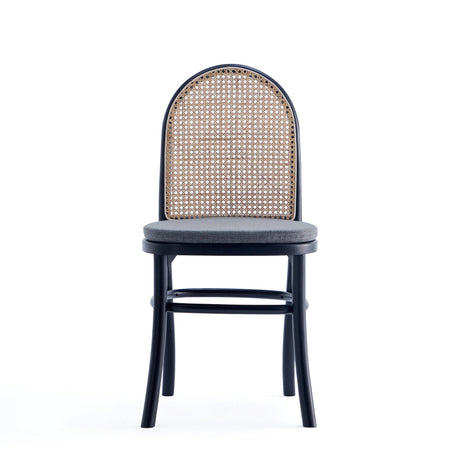 Paragon Dining Chair 1.0 with Grey Cushions in Black and Cane (set of 2) by Manhattan Comfort at Eve Furniture