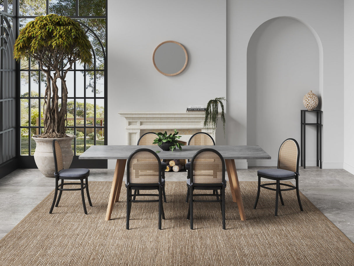 Paragon Dining Chair 1.0 with Grey Cushions in Black and Cane (set of 4) by Manhattan Comfort at Eve Furniture