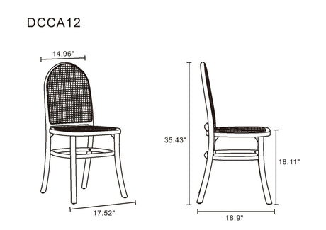 Paragon Dining Chair 2.0 in Black and Cane (set of 2) by Manhattan Comfort at Eve Furniture
