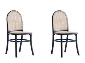 Paragon Dining Chair 2.0 in Black and Cane (set of 2) by Manhattan Comfort at Eve Furniture