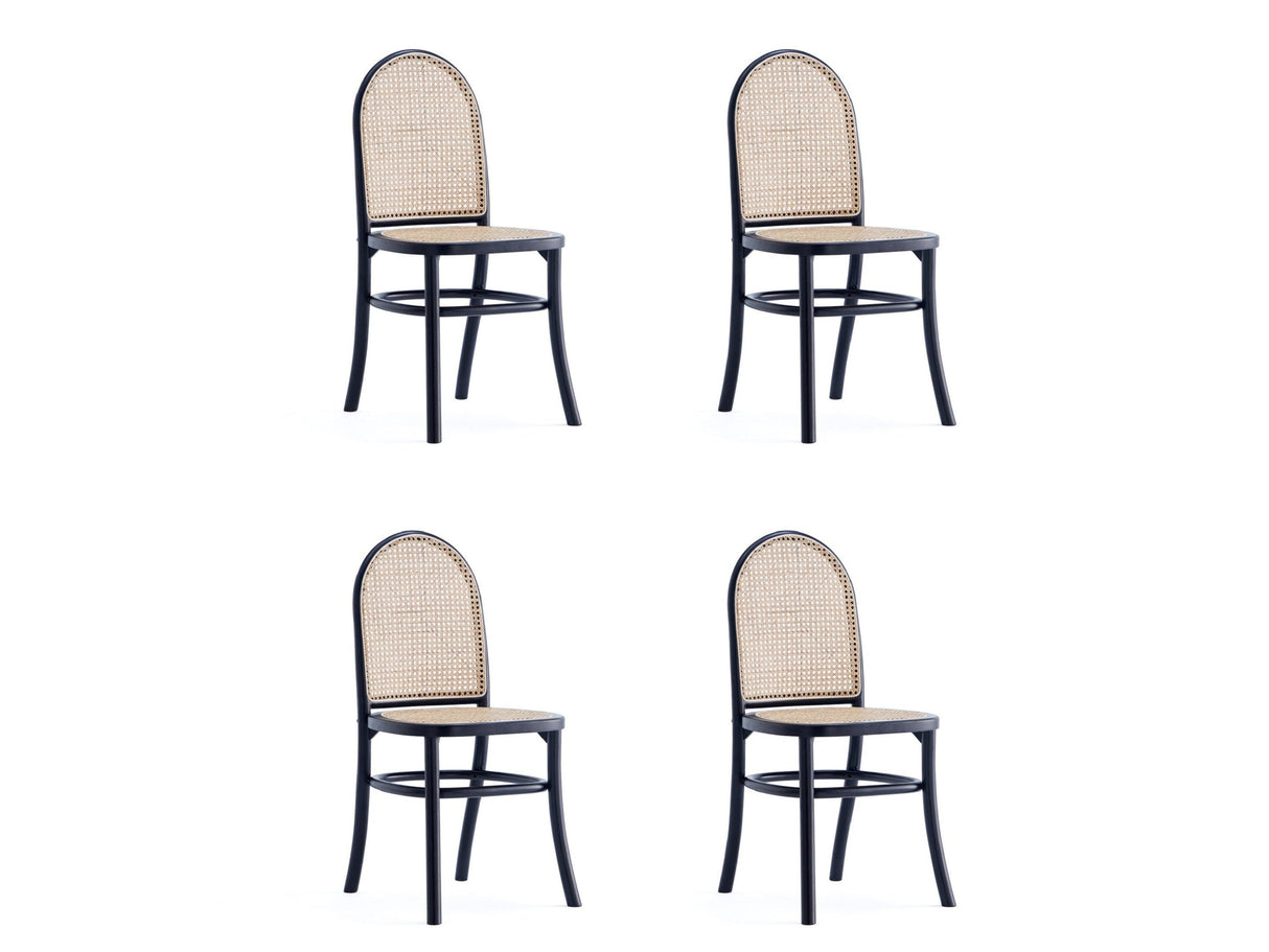 Paragon Dining Chair 2.0 in Black and Cane (set of 4) by Manhattan Comfort at Eve Furniture