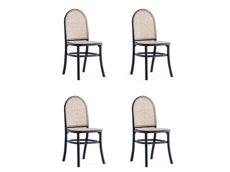 Paragon Dining Chair 2.0 in Black and Cane (set of 4) by Manhattan Comfort at Eve Furniture