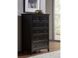 Paragon Five Drawer Chest in Black by Modus Furniture at Eve Furniture