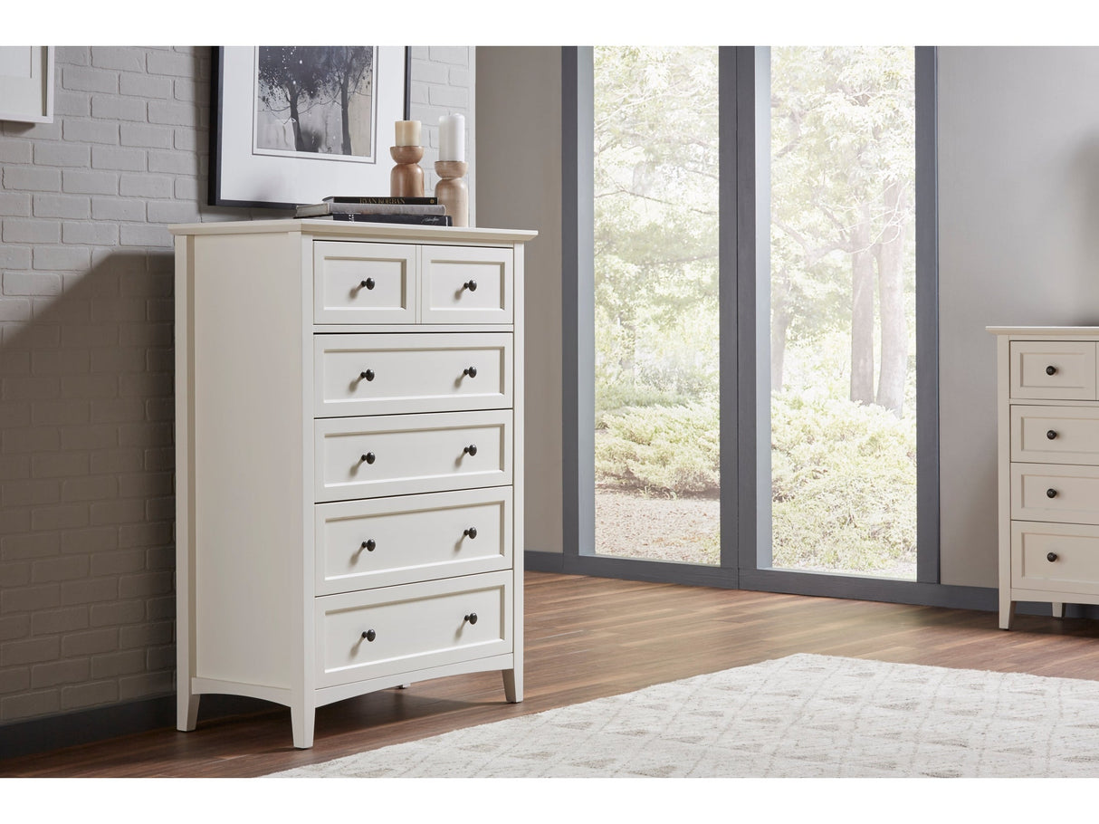 Paragon Five Drawer Chest in White by Modus Furniture at Eve Furniture