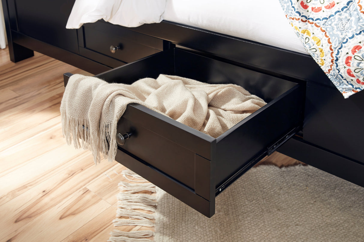 Paragon Four Drawer Wood Eastern King Storage Bed in Black by Modus Furniture at Eve Furniture