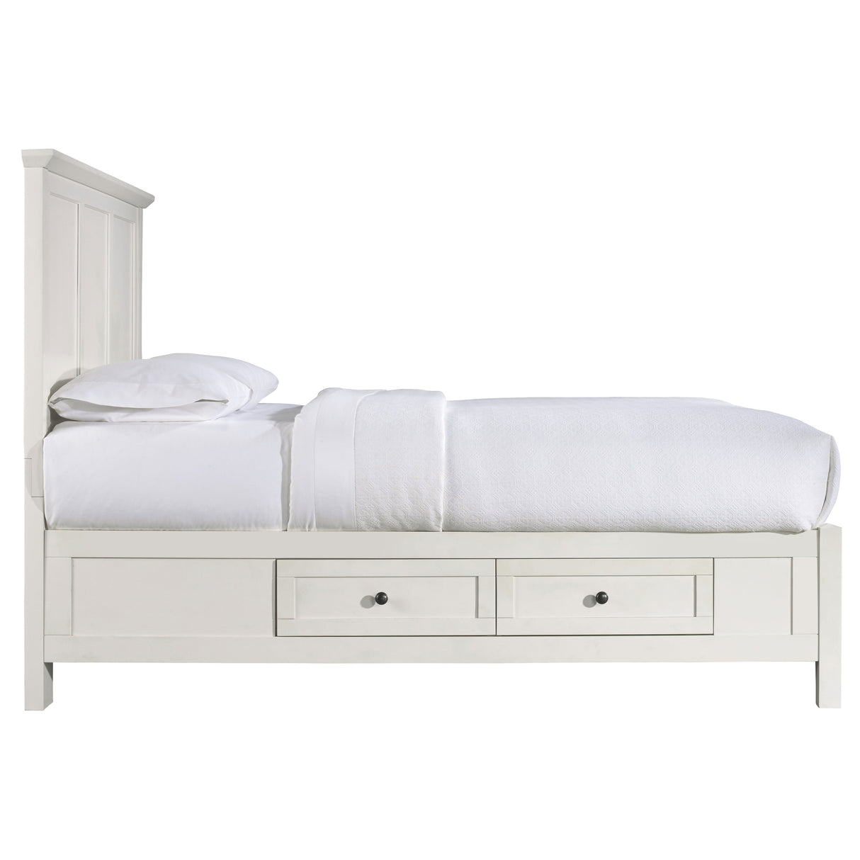 Paragon Four Drawer Wood Full Storage Bed in White by Modus Furniture at Eve Furniture