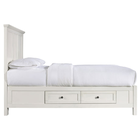 Paragon Four Drawer Wood Full Storage Bed in White by Modus Furniture at Eve Furniture