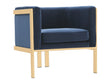 Paramount Accent Armchair in Royal Blue and Polished Brass by Manhattan Comfort at Eve Furniture