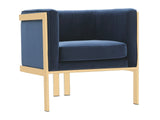 Paramount Accent Armchair in Royal Blue and Polished Brass by Manhattan Comfort at Eve Furniture
