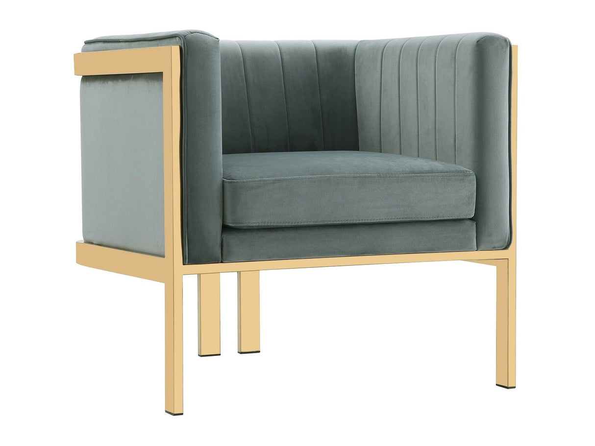 Paramount Accent Armchair in Warm Grey and Polished Brass by Manhattan Comfort at Eve Furniture